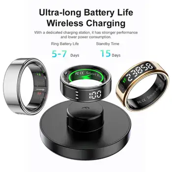 New R11 Smart Ring with Display Screen and Touch Health Manager Wireless Charging 5ATM Waterproof For Men Women 1