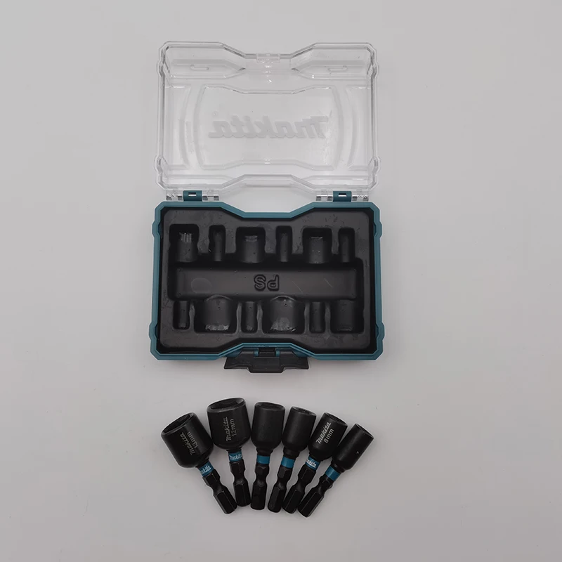Makita E-18035 Black Impact Magnetic Socket 6X 1/4" Hexagonal Shank Hex Nut Length 50MM 6-13MM Screwdriver Adapter 6