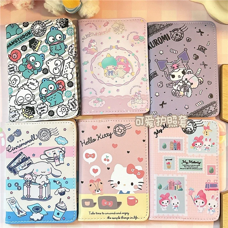 Kawaii Hello Kitty My Melody Kuromi Cartoon Soft Pu Porta Passaporto Anime Sanrioed Girly Heart Cute Passport Cover Protettiva