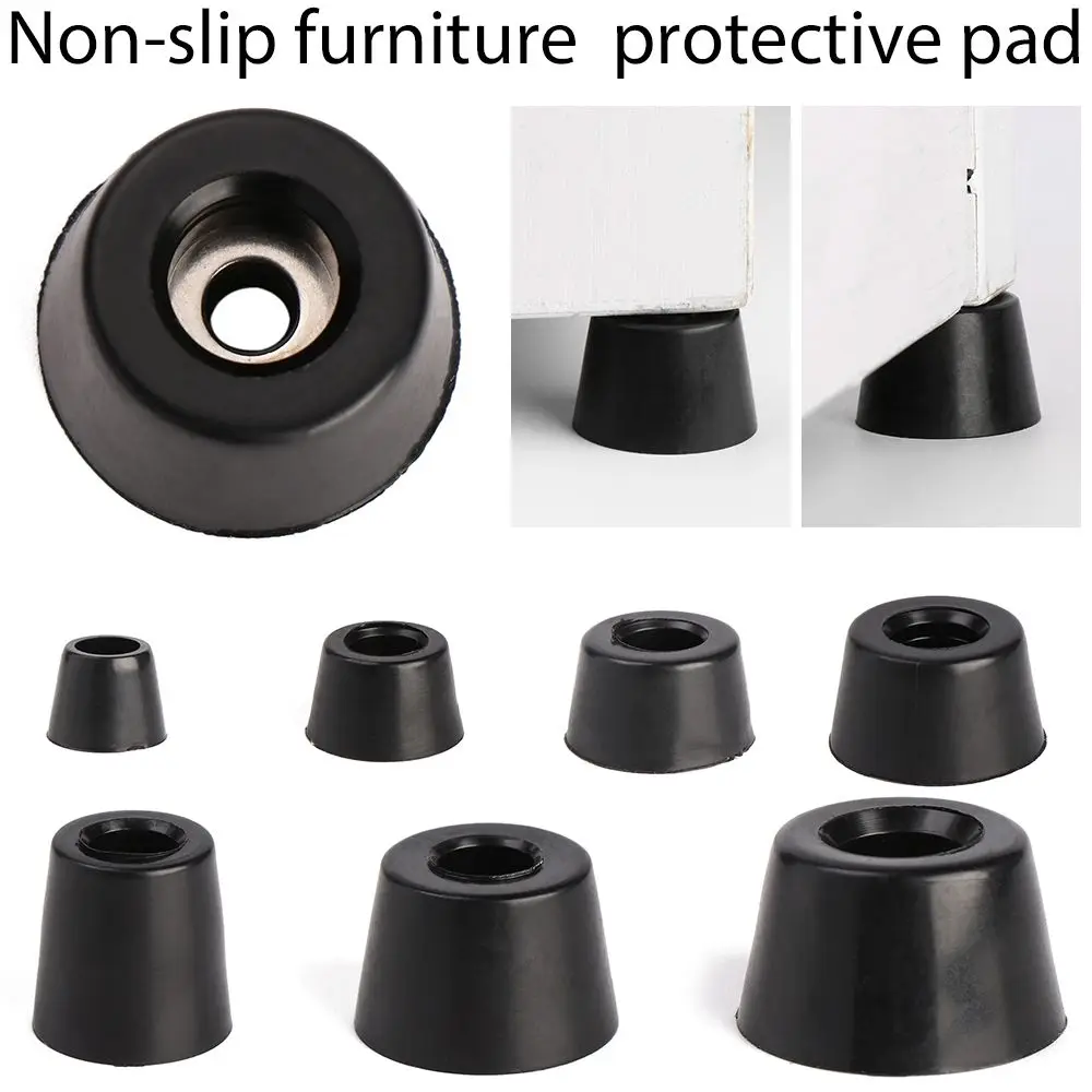 10pcs Furniture Slip Feet Black Speaker Bed Table Box Tapered Rubber Shock Protection Floor Protective Pad Furniture Parts