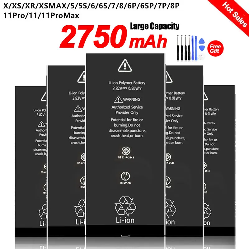 Аккумулятор для телефона высокой емкости IPhone 6S 7 6 8 Plus SE 5S 5 X XR XS MAX 11 5C 7Plus 6splus