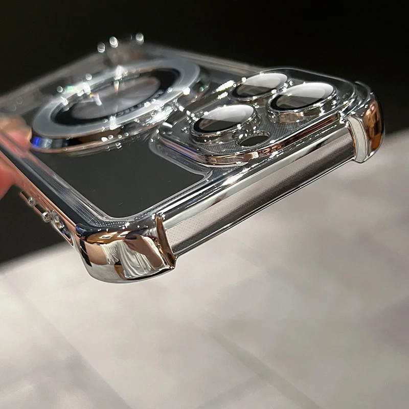 Luxury Plated Magnetic Wireless Charging Shockproof Clear Case