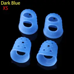 Colorful Silicone Non-Slip Guitar Fingertip Protector Set - Antipain Finger Guards (XS-Dark Blue)