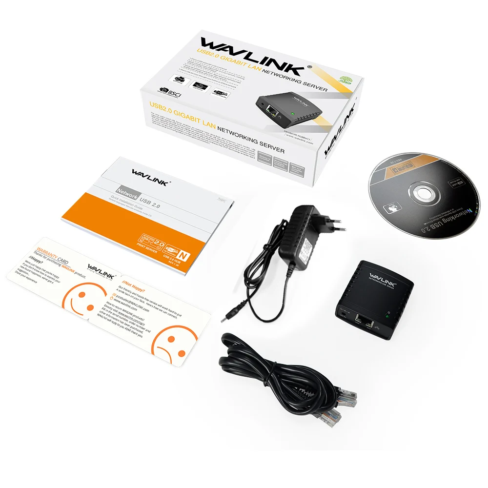 Wavlink USB 2.0 LRP Print Server Share LAN Ethernet Networking Printers Power Adapter USB HUB 100Mbps Network Print Server US
