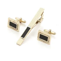High-end Gold Color Cufflink Tie Clip Set Cufflink Shirt Collar Clip Men's Business Luxulry Jewelry Wedding Accessories 6