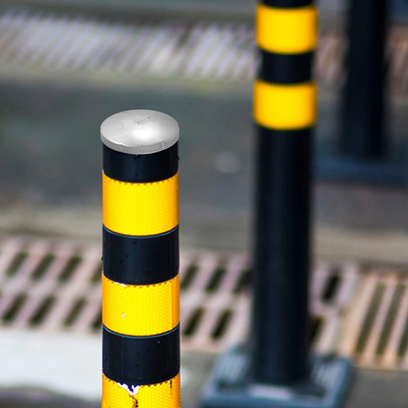 4 Pcs Fence Post Caps Round Baluster Cap Metal Zinc Rubber Railing Cover Warning Column Pipe Tubing End Material
