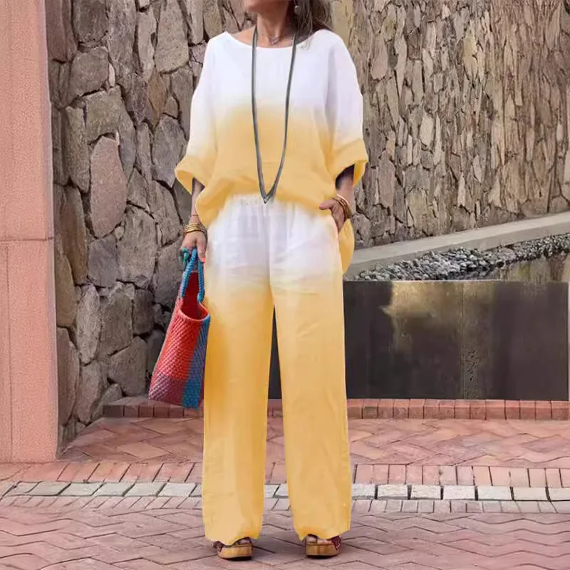 Casual Tie Dye Cotton Linen Women Sets