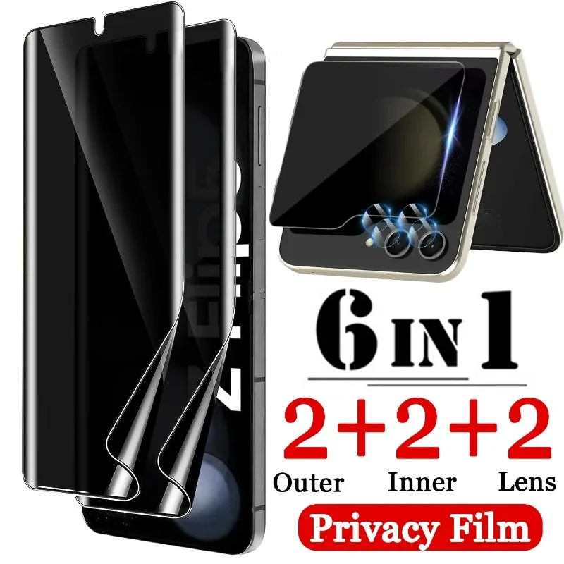 Pellicola Salvaschermo Anti-Spia Per Samsung Galaxy Z Flip 5 Flip5 Pellicola Interna In Vetro Temperato Esterno Hydrogel Hd Clear Camera Lens Glass