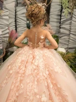 FATAPAESE 3D Floral Embroidery Child Bridesmaid Flower Girl Dress for Wedding Fluffy Ball Gown Kid Princess Evening Prom Party 4