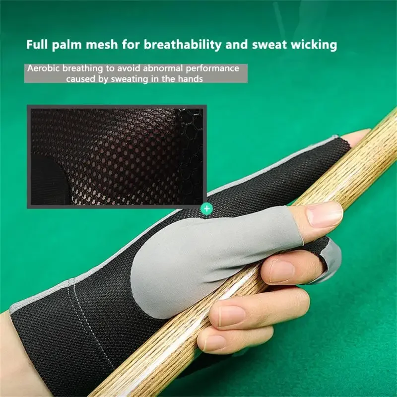 Billiards Glove Left Hand Three Finger Snooker Billiard Glove Non Slip Stickers Elasticity Billiard Training Gloves Accessories