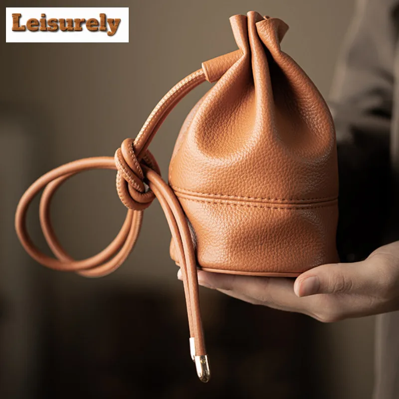 Retro Leather Drawstring Tea Cozies Boutique Camping Bag For Tea Tea Cozy For Teapot Portable Bag Travel Tea Set Bag Cafes Gifts