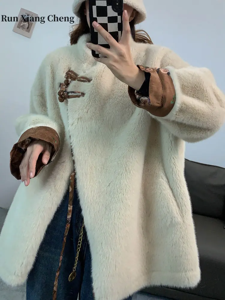 Women's Clothing Fur 2023 Winter New Free Shipping Chinese Style Fashion Retro Mink Coat High Street Casual Style Elegant Top