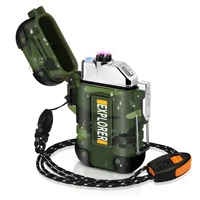 Waterproof USB Charging Electric Lighter Dual Arc Lighter Flameless Plasma Lighter Outdoor Hiking Camping Smoking Accessories 1
