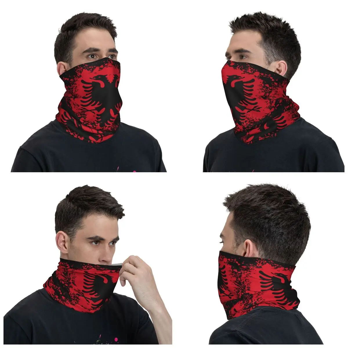 Retro Albania Flag Bandana Neck Gaiter for Hiking Cycling Men Women Wrap Scarf Albanian Eagle Balaclava Warmer bandana scarf hiking scarves bandana neck warmer hiking scarf