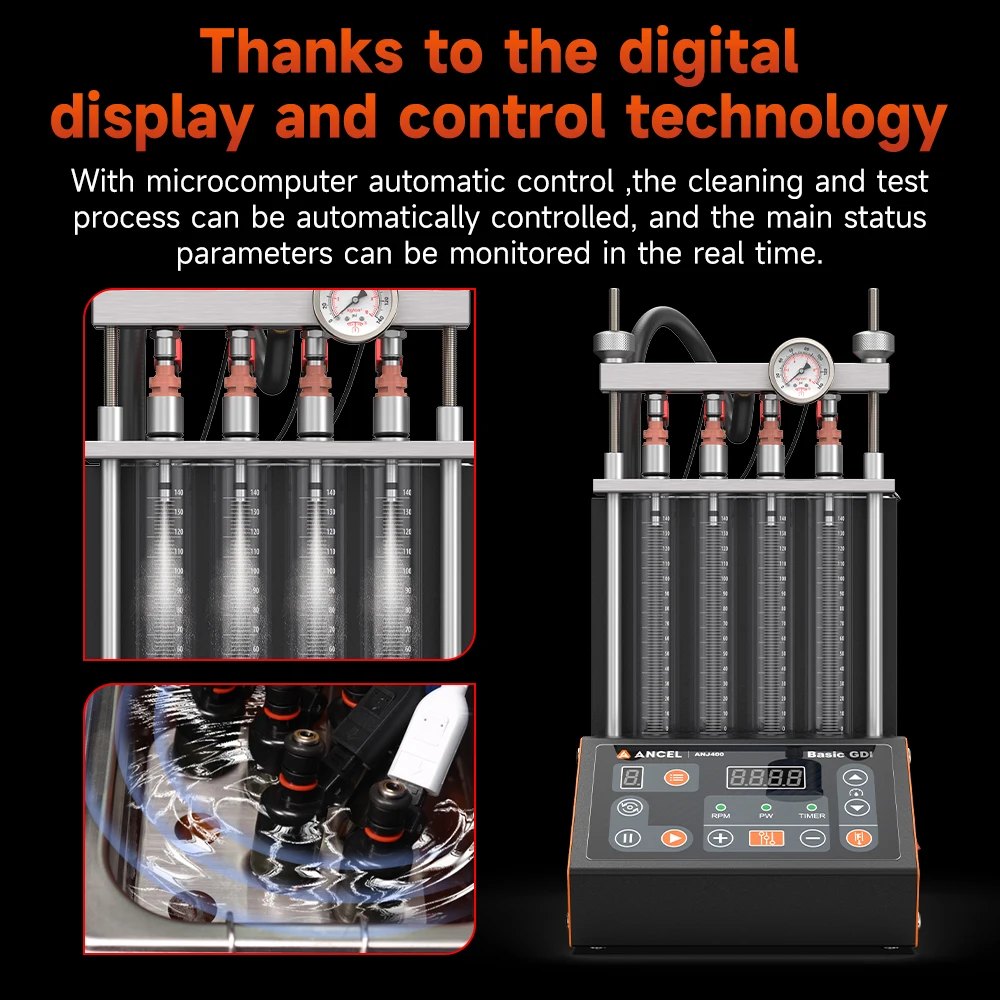 ANCEL ANJ400 GDI Injector Cleaner & Tester 4 Cylinders Original Car Fuel Injector Tester Cleaning machine Motorcycle Fuel Inject 3