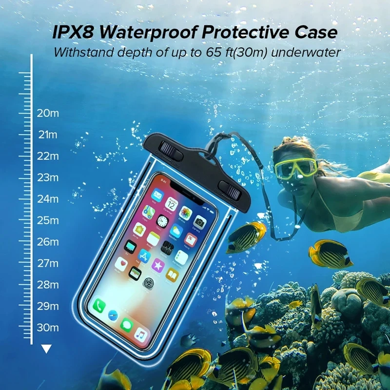 Waterdichte Telefoonhoes – Universeel Onderwaterhoesje voor Zwemmen, Geschikt voor iPhone 12 Pro, Xs Max, XR, X 3