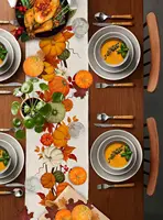Autumn Maple Leaves Harvest Pumpkin Linen Table Runner Washable Fall Thanksgiving Table Runner Kitchen Coffee Dining Table Decor 3