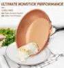 Nonstick Fry Pan With Lid, Hammered Copper Frying Pan Nonstick Skillet, 12 Inch Frying Pan Induction Compatible - L 4