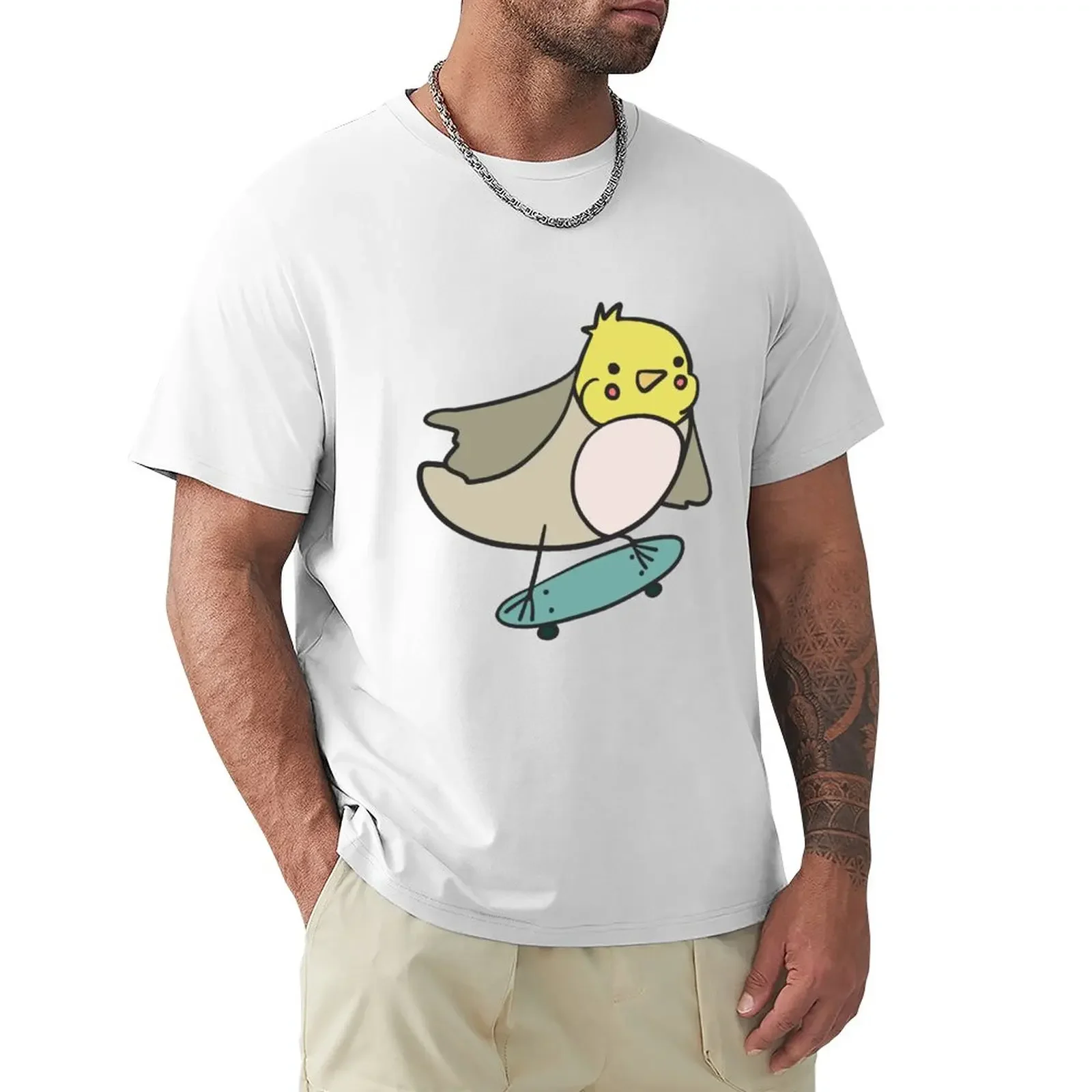 

Cockatiel Skateboarding T-Shirt sweat summer tops oversizeds tshirts for men anime vintage clothes mens t shirts casual stylish