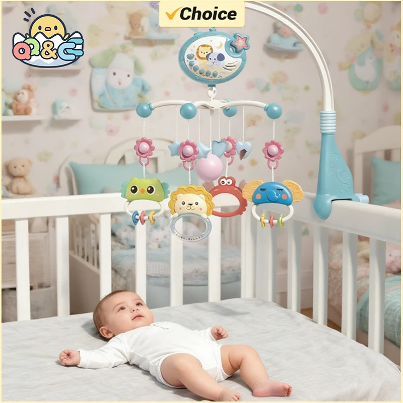 Plastic Baby Bed Bell Toy with Music and Projection for Newborns