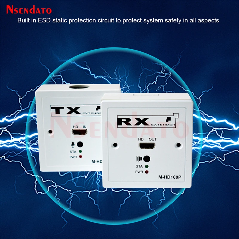 86 type wall panel H.264 HDMI Extender Over 100M Ethernet TCP/IP Cable HDMI to Ethernet Transmitter and Receiver kit For TV PC