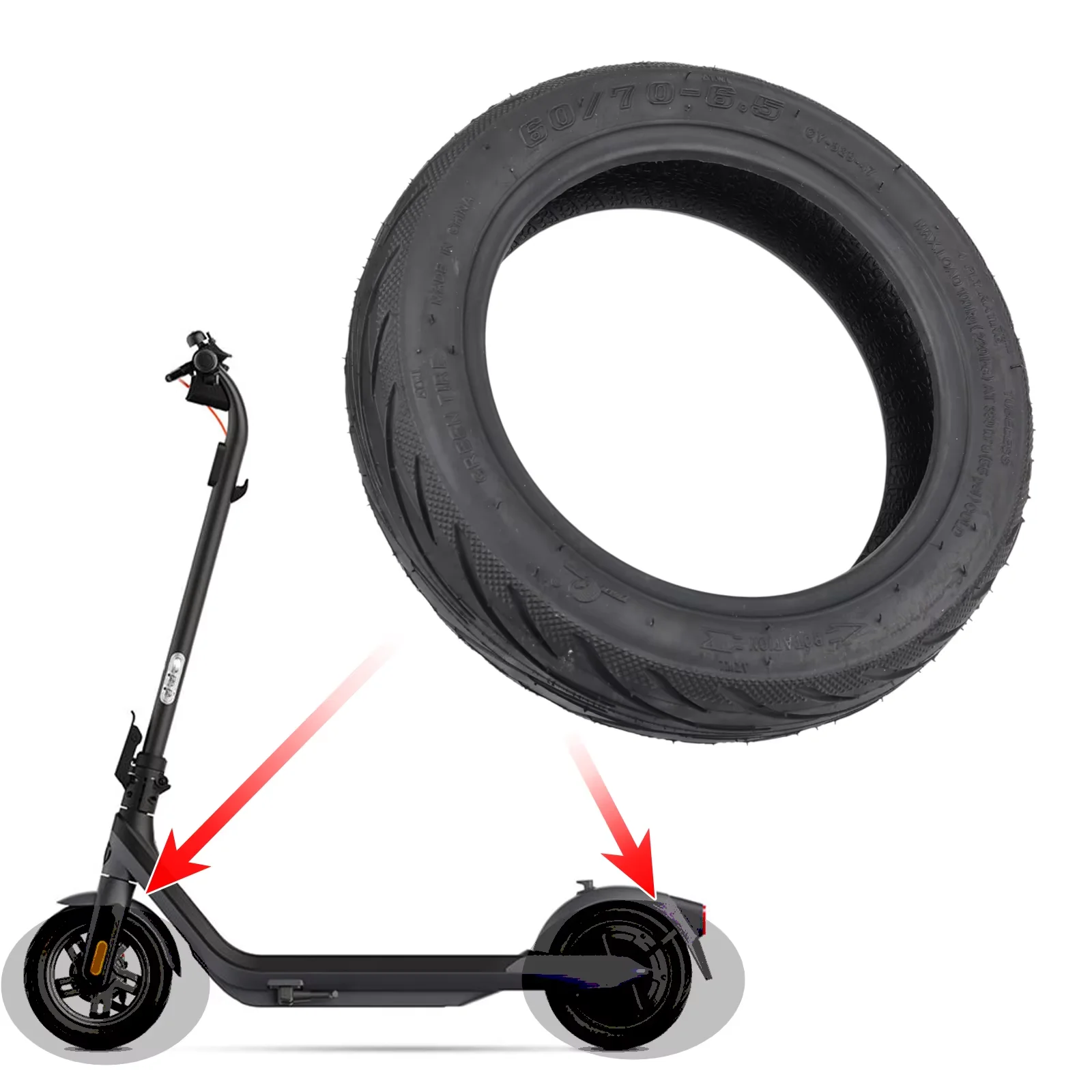 Pneu Arrière Tubeless 60/65-6.9 Pour Segway Ninebot E2 PRO / E2 PROE / E2 PROD - Caoutchouc Antidérapant 10 Pouces - 4