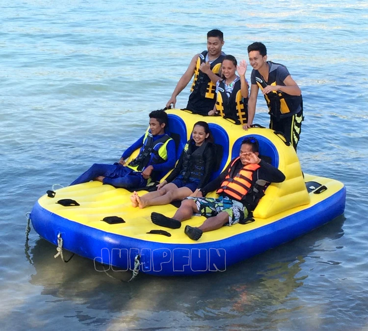 

6 players inflatable aqua towable boat 2020 hot rental use Bandwagon water towable boat for sale