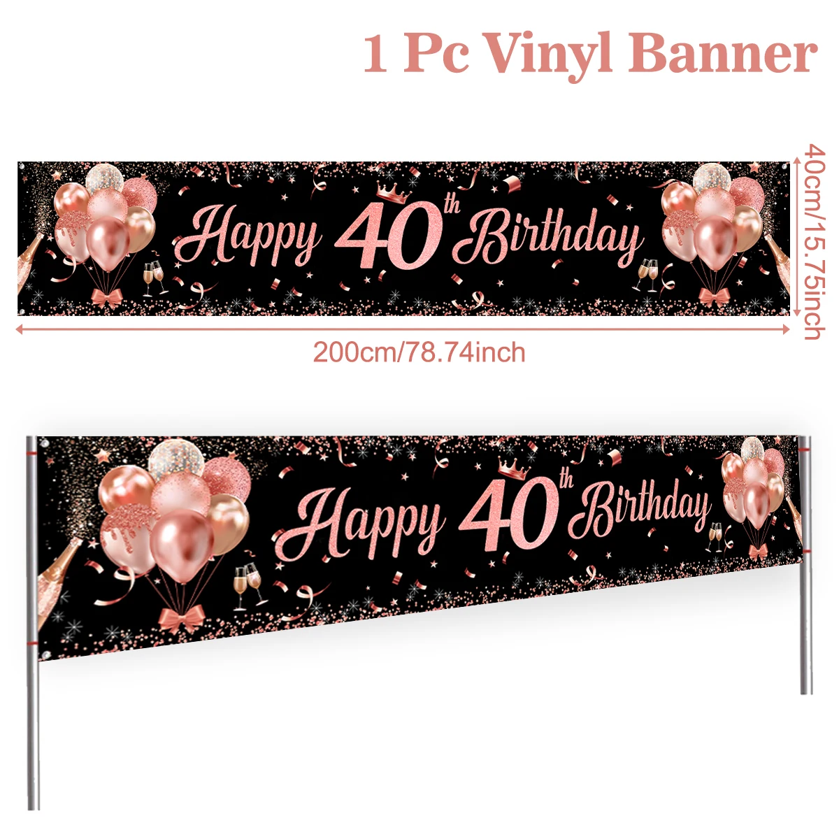 50e Verjaardag Decoratie - Happy Birthday Deur Banner Roségoud, Stof Bord Poster, Achtergrond Banner voor Vrouwen, Verjaardagsfeest Welkomstbord