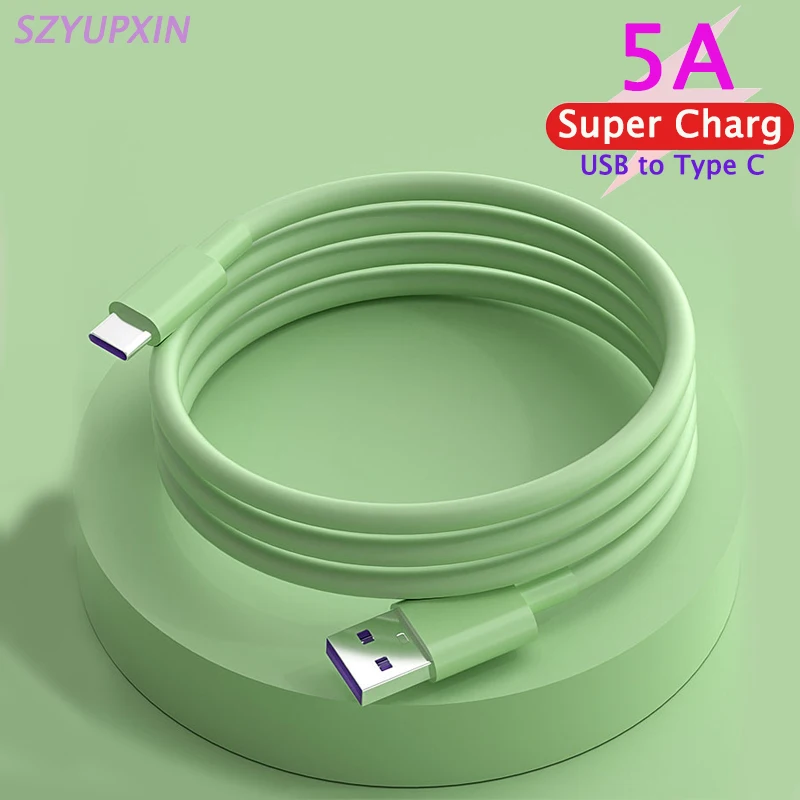 

5A USB Type c Cable For Huawei mate 40 P40 p30 pro Honor Fast Charging Cable 2M For Xiaomi Redmi Note 7 8 Pro 8A 6a Type-c Cable