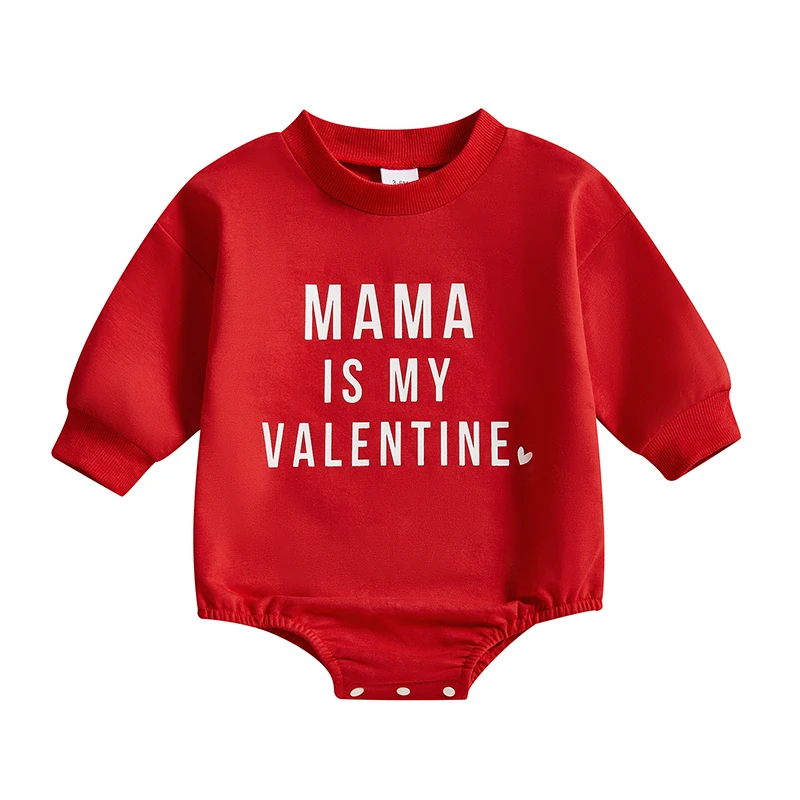 Baby Boy Valentine's Day Romper Casual Letter Print Long Sleeve Jumpsuit Infant Toddler Cute Outfit infant romper