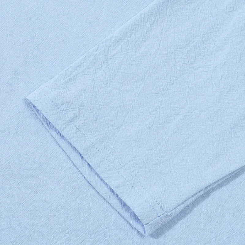Herren Baumwoll-Leinen Langarm Henley-Hemd mit Stehkragen, Knopfleiste und Brusttasche, Lässiges Atmungsaktives Alltags-, Urlaubs- und Arbeitshemd – Detail 25