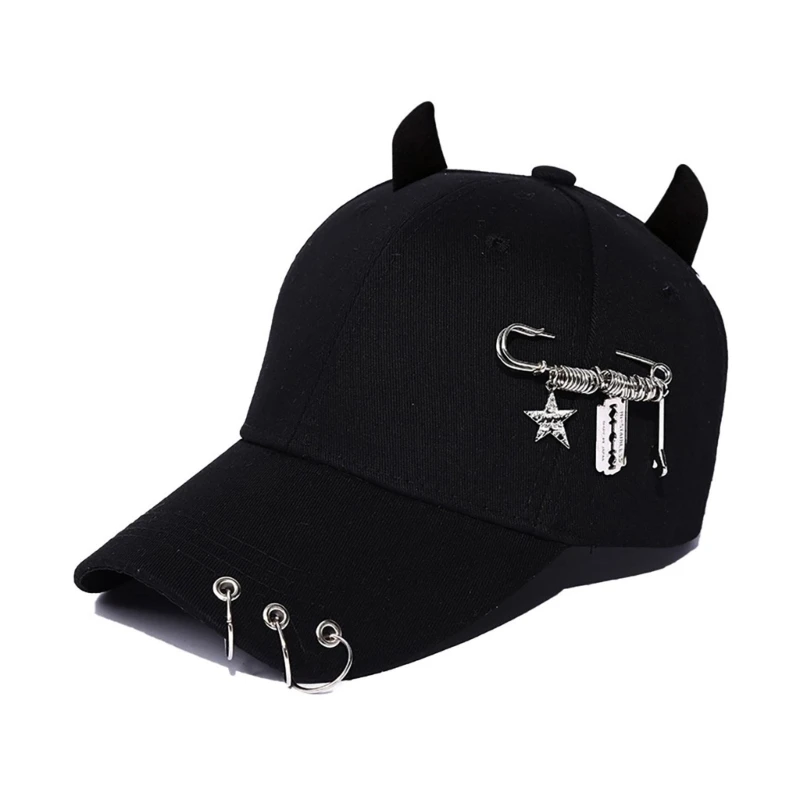 Harajuku Devil Hat with Horn Baseball Caps for Girl Women