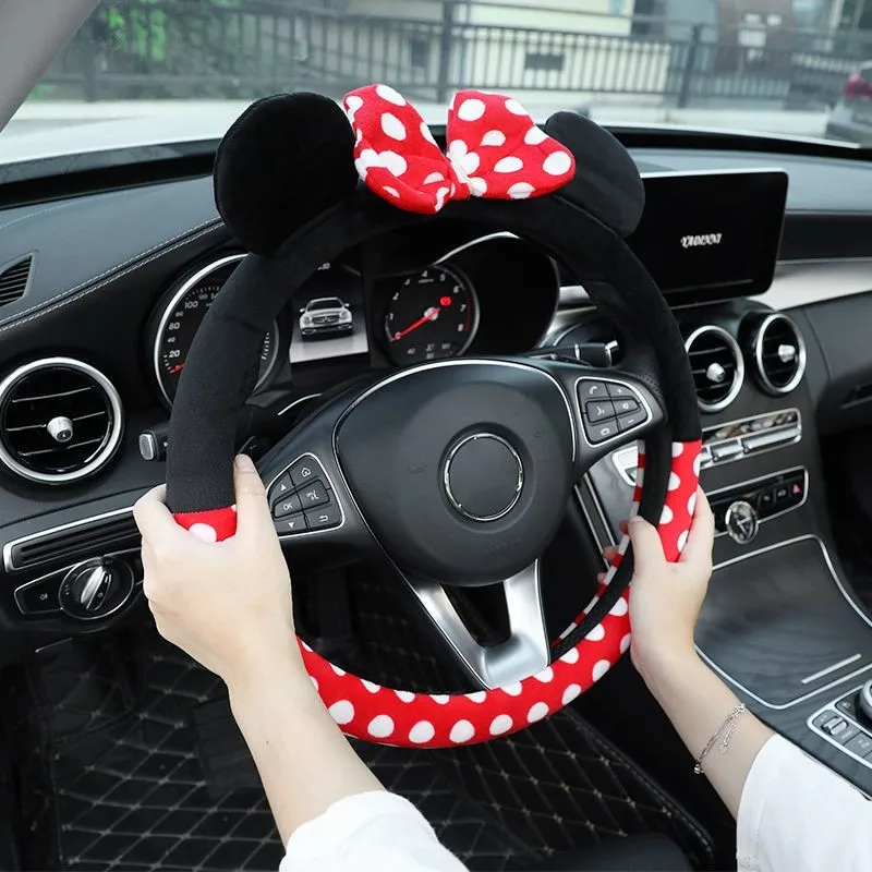 Car Steering Wheel Cover Universal Cartoon Mouse Four Seasons Lovely  Bowknot Cute Ears Wholesale Car Interior Accessories - AliExpress