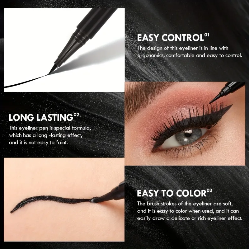 PECOLOVERS Precision Tip Liquid Eyeliner - Smudge-Proof & Long-Lasting Waterproof Formula for Professional Eye Makeup 4
