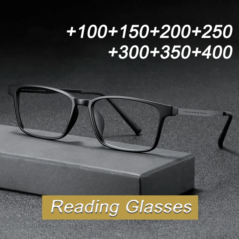 Reading Glasses Anti Blue Light Blocking Reading Glasses Men Women Ultralight TR90 Titanium Alloy Optical Frame Eyeglasses Square Eyewear