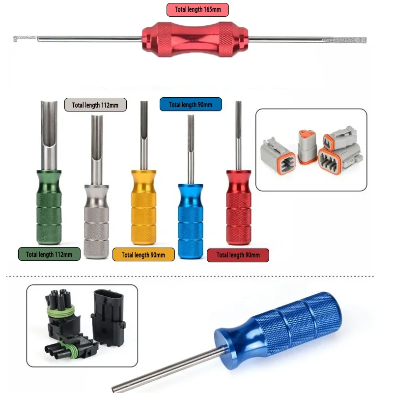Waterproof connector needle remover, needle extractor, circular terminal pin contact disassembly tool for automotive plugs