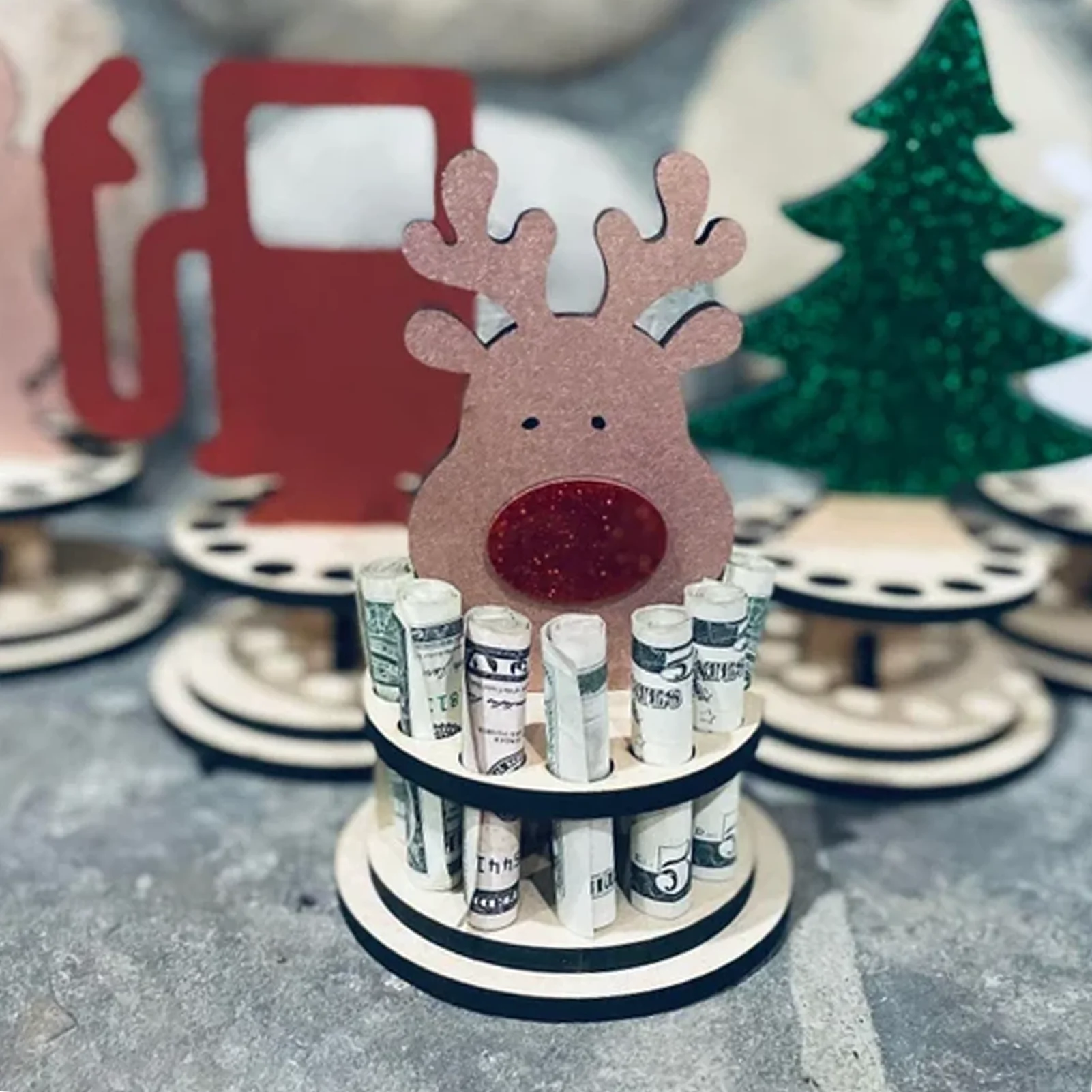 

Рождественский деревянный держатель украшения Прекрасный Интересный Легкий домашний Декор Рождественский деревянный держатель для денег Рождественское украшение