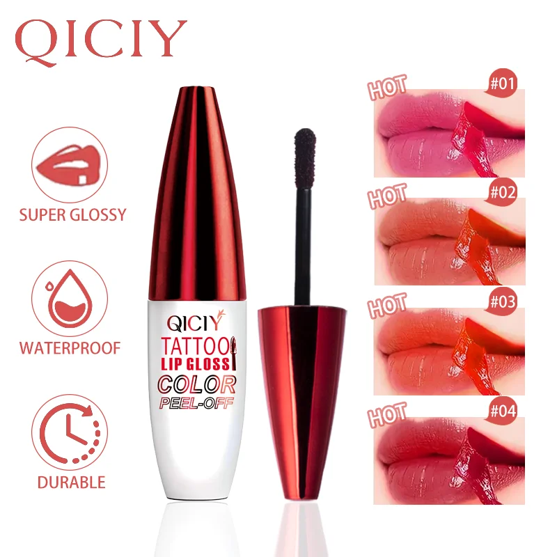 Peel Off Lip Gloss Matte Outline Contour Tattoo Lip Stain Waterproof Transfer Resistant Tear Off Natural Rose Pink Lip Tint 3