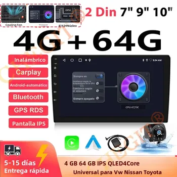 7 9 10 "2 Din Audio del coche Android 13 Android auto inalámbrico Carplay 64G reproductor Multimedia automotriz BT GPS sistemas inteligentes del coche 1