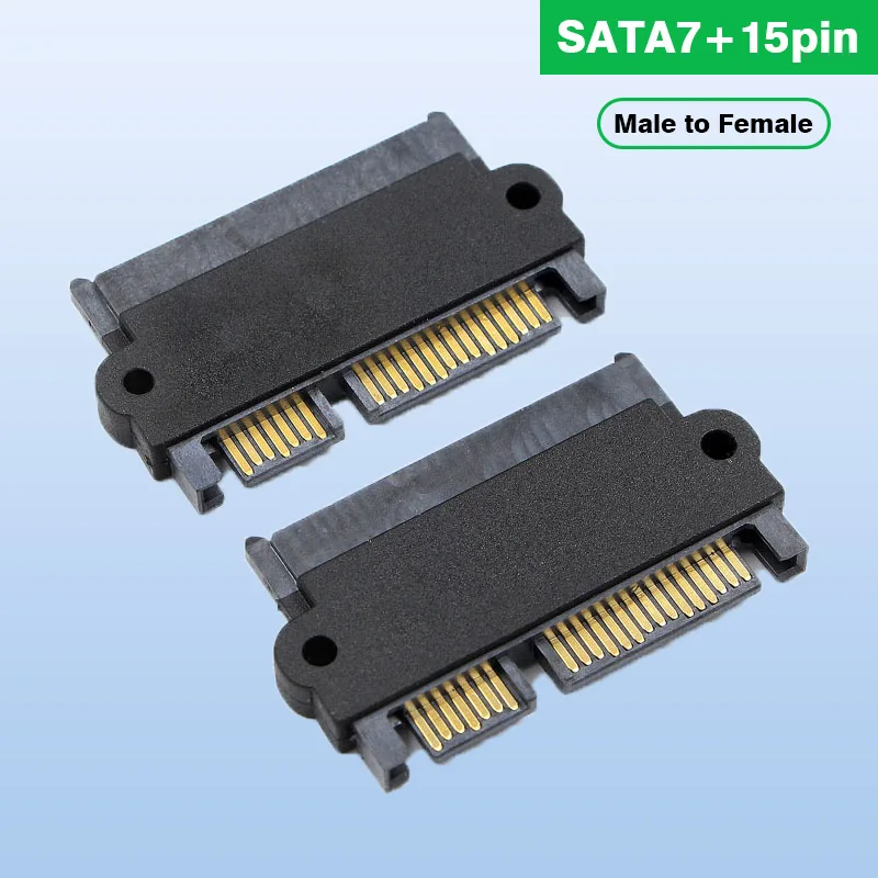 

1 шт. SATA 22 Pin 7 + 15 Pin штекер к SATA 22 P 7 + 15 P гнездовой переходник компоненты адаптера 180 ° прямая карта адаптера