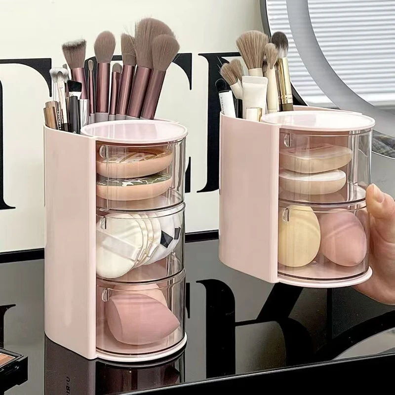 1Pcs Cosmetic Organizer Bathroom Makeup Cushion Organizer Beauty Egg Storage Display Case Rotating Compartment Organizer 1