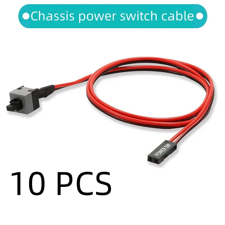 

10pcs 50CM Long Power Button Switch Cable for PC Switches Reset Computer Power Momentary Automatically Reset Push Button SW