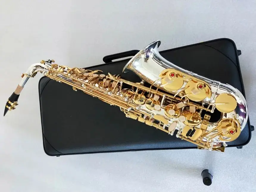 

Silver Plated Gold Key High Quality Brand New A-WO37 Alto Saxophone Professional Sax With Mouthpiece