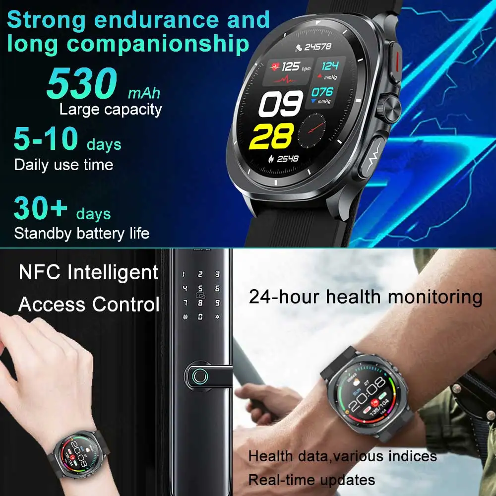 2025 New For huawei Airbag Smart Watch men air Pump health watch Bluetooth call True Blood Pressure Uric Acid Blood Lipids watch 5