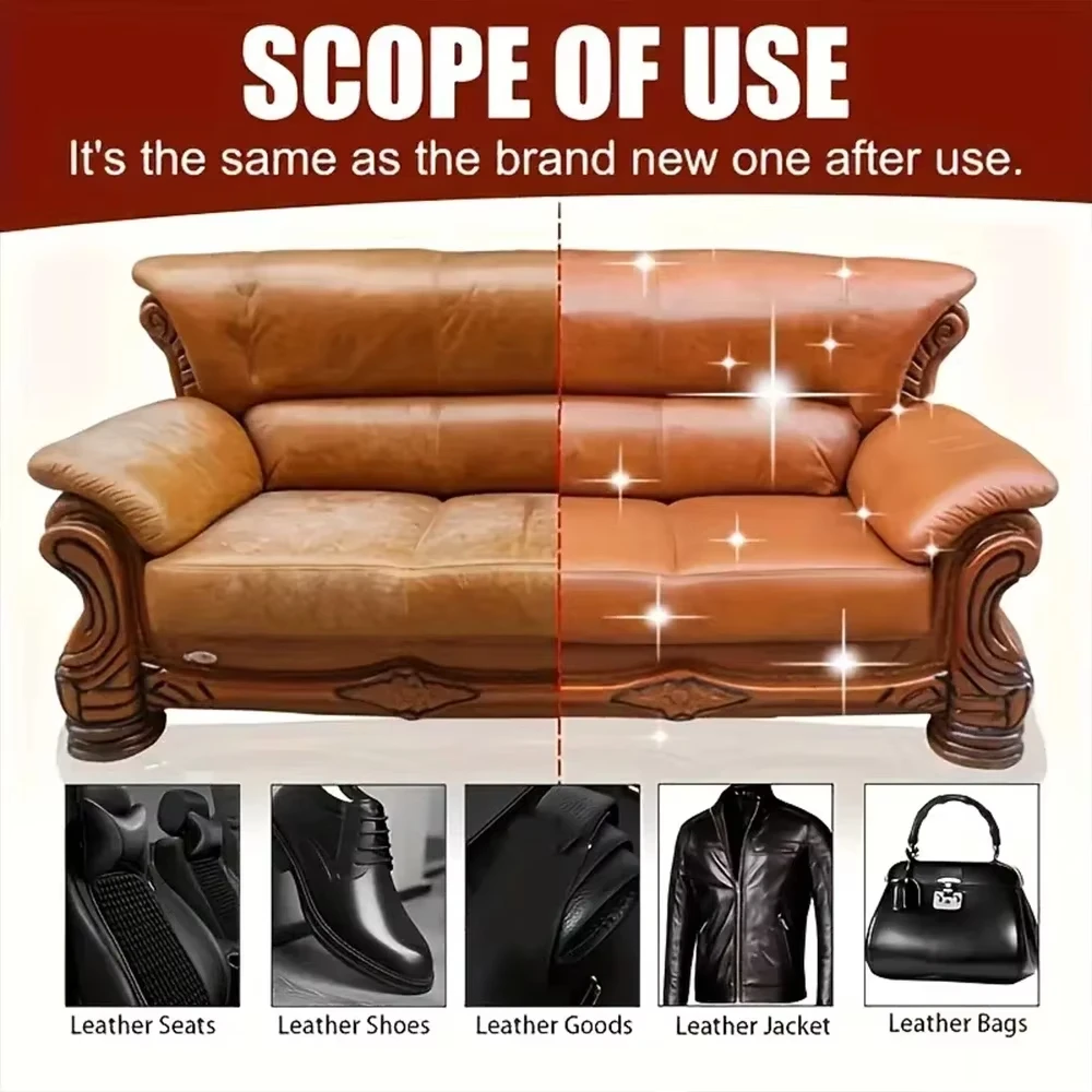 Cream Car Seat Sofa Scratch Cracks Restoration Polishing Wax Multi-function PU Bag Nutrition Care Protection for Leather 80g