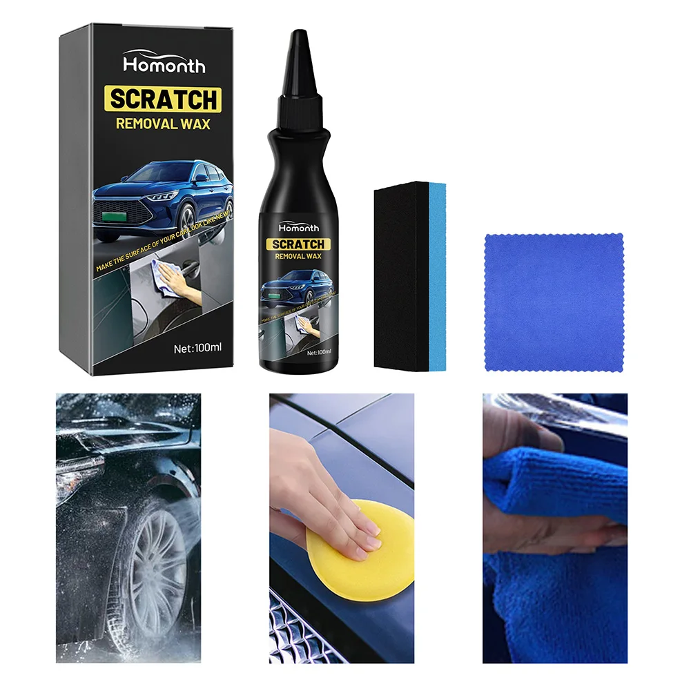100ml Car Paint Scratch Repair Wax with Towel & Sponge Car Scratch Removal Paste for Vehicles Paint Scratches Repair