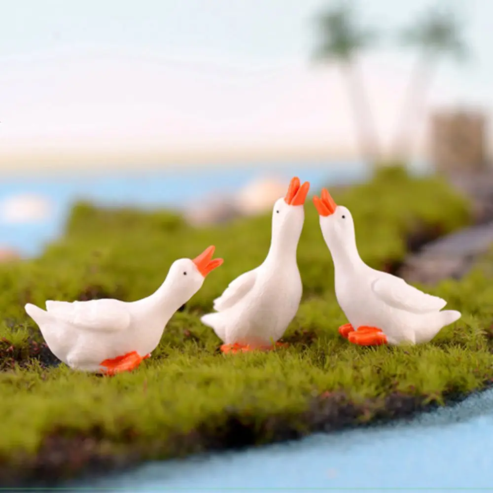 Cute DIY Home Decoration Swan Fairy Garden Parent-child Gift Goose Figurine Bonsai Ornament Desk Pot Craft Miniatures