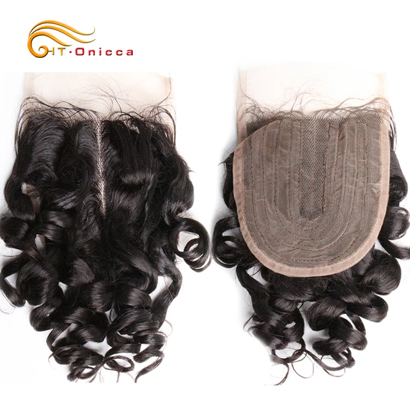 Closure Human Hair Straight 4x1 T Part Lace Closure Indian Body Wave Jerry Bouncy Curly Only Remy Hair Extension
