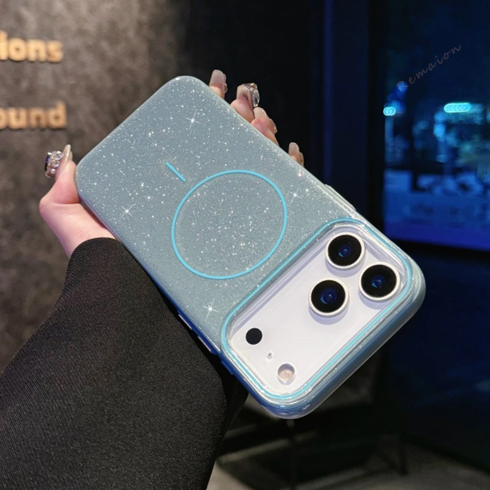 2025 Glitter Glam Magnetic Phone Case with Wireless Charging Compatibility