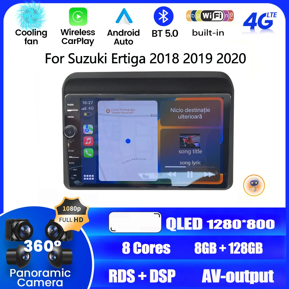 

9" QLED Touchscreen Head unit Android 12 For Suzuki Ertiga 2018 2019 2020 DSP Car Stereo Multimedia Player GPS Navigation Radio